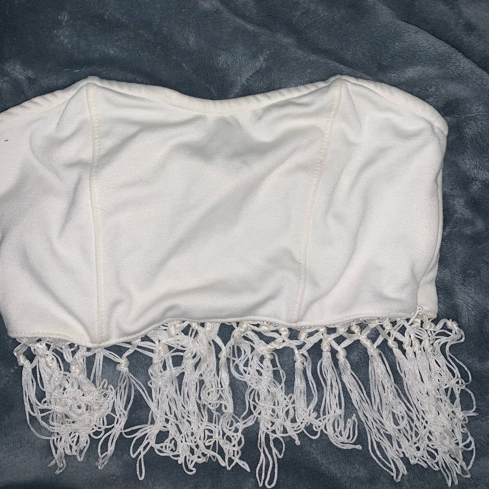 White fringe bralette
